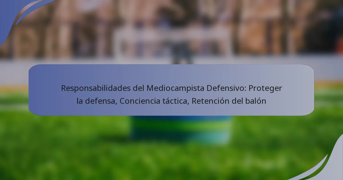 Responsabilidades del Mediocampista Defensivo: Proteger la defensa, Conciencia táctica, Retención del balón